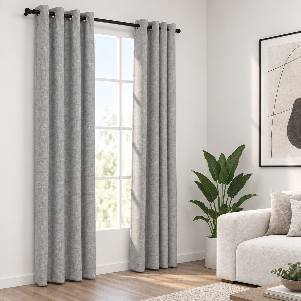 Rideaux occultant aspect lin | Gris