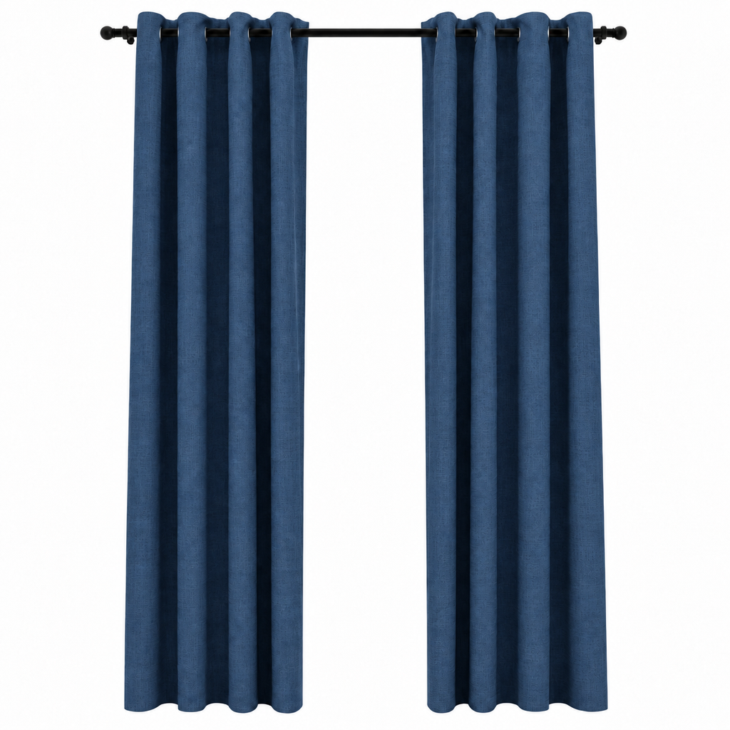 Rideaux occultant aspect lin | Bleu