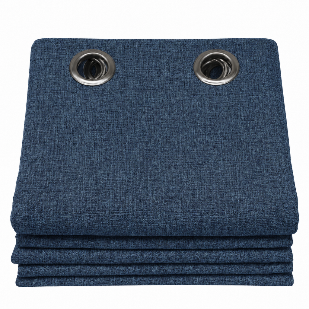 Rideaux occultant aspect lin | Bleu