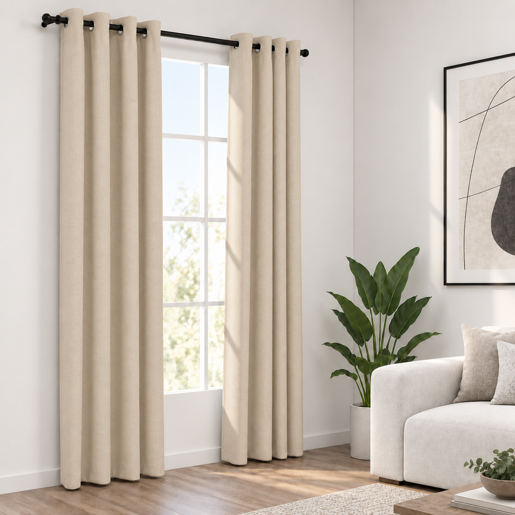 Rideaux occultant aspect lin | Beige