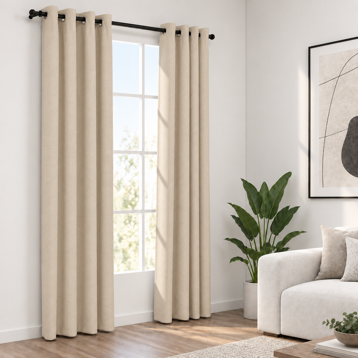 Rideaux occultant aspect lin | Beige