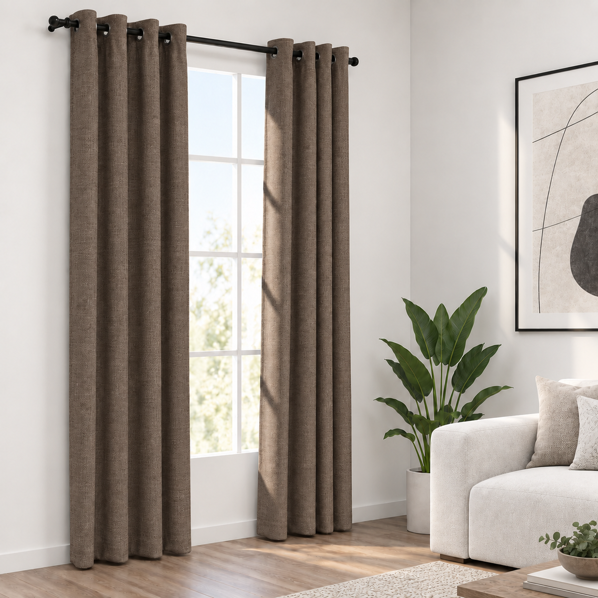 Rideaux occultant aspect lin | Taupe