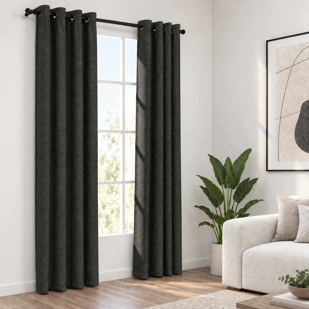 Rideaux occultant aspect lin | Gris anthracite